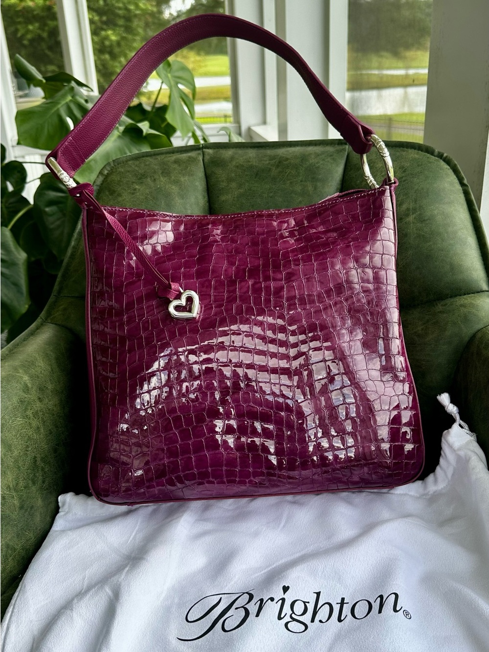 Brighton Purple Patent Croc Leather Bag H3607G - Retired with card & dust bag